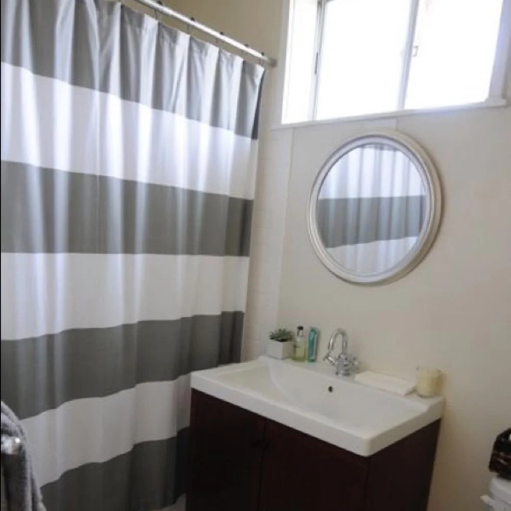 West Elm Grey and White Bold Striped Shower Curtain 72x74